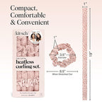 Kitsch Satin Heatless Curlers Set – Heatless Curls Overnight with 34" Hair Curler & 2 Satin Scrunchies, Comfortable No Heat Hair Curlers to Sleep In for Frizz-Free & Non-Damage Styling - Micro Dot