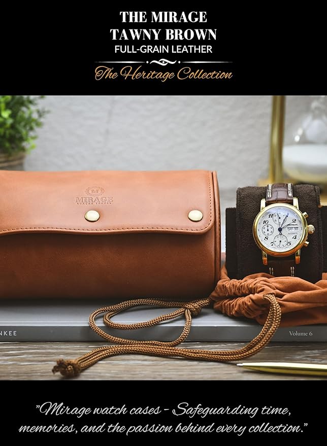 Watch Travel Case for Men 2 slot – Watch Roll – Brown Full Grain Cow Leather - Image 7