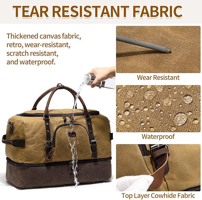 Nerlion Weekender Bag with Shoe Compartment Large Overnight Bag - Image 7