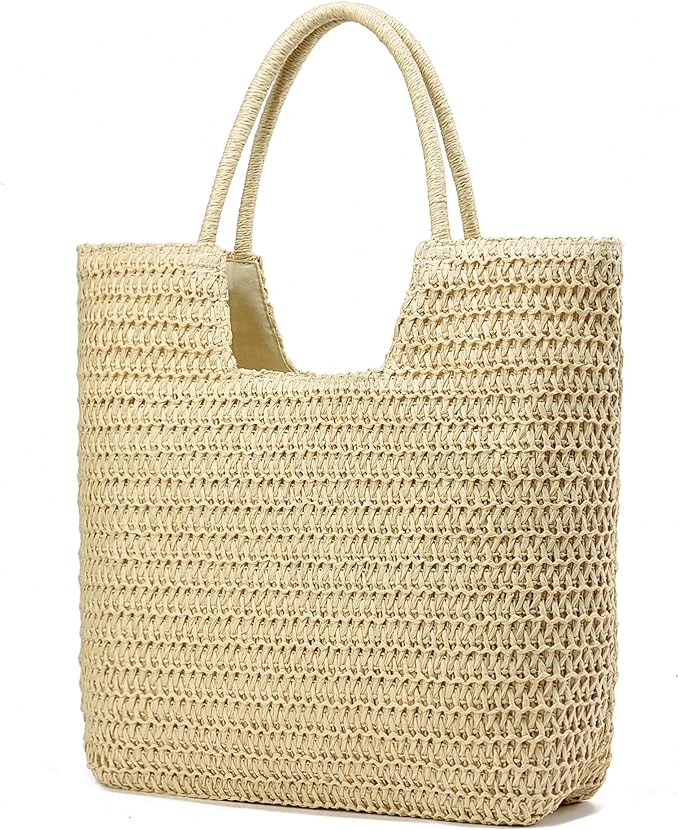 Straw Beach Bags for Women Woven Beach Tote Bag Casual Boho Large Shoulder by YAVCOOL