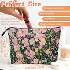 Cosmetic Bags Travel Makeup Toilet Case Waterproof Pouch for Women Girls 6.7X9.45inches - Lovely Pink - Bloom Tapestry