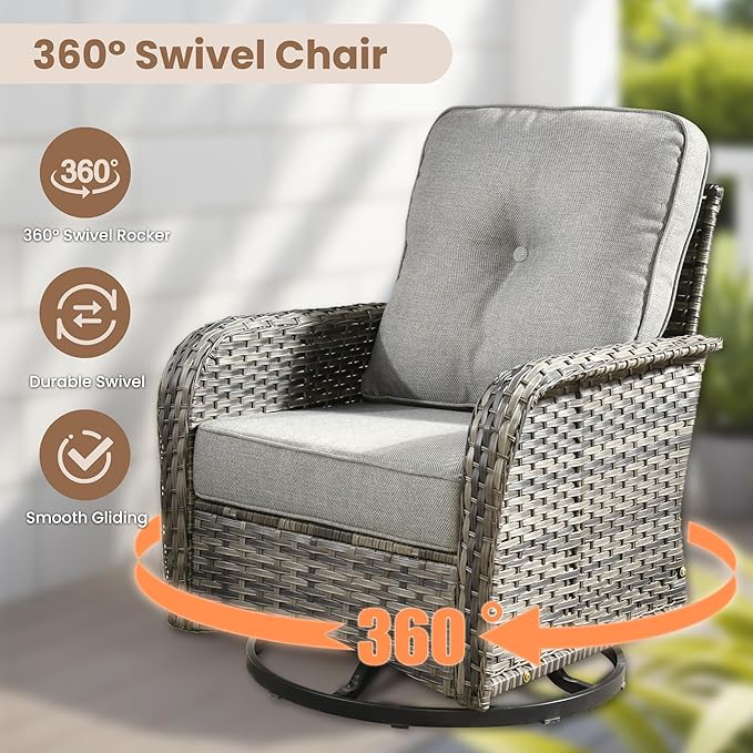 HOOOWOOO Patio Furniture Set, 7 Pieces Outdoor Conversation Set, All Weather - Image 2