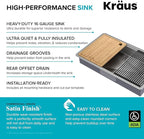 KRAUS Kore ADA Workstation 32-inch Undermount 16 Gauge Stainless Steel Kitchen - Image 7