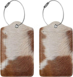 2 Pcs Funny Brown Cowhide Pattern Luggage Tag by Xovweinp