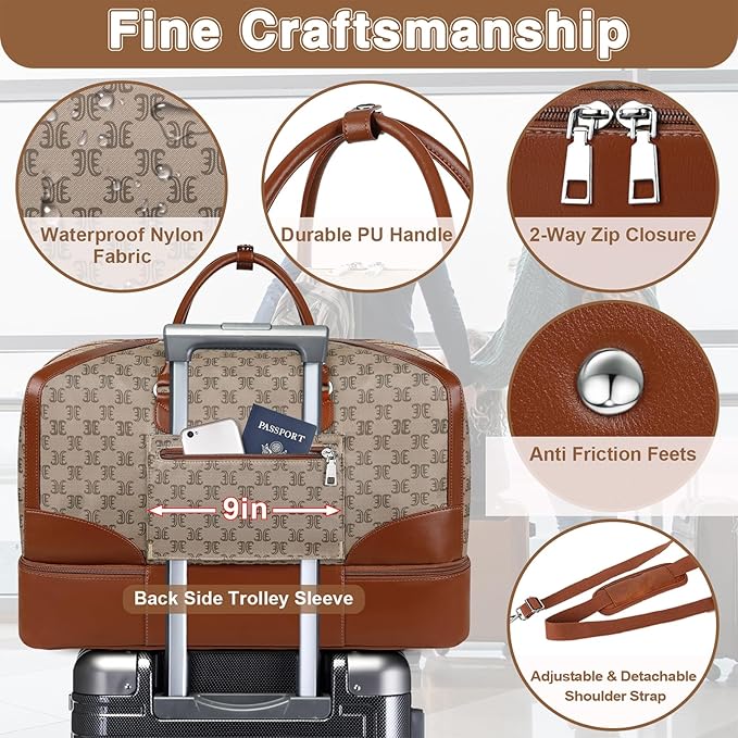 Weekender Bag for Women, Travel Duffel Bag Carry On Overnight Bag - Image 6