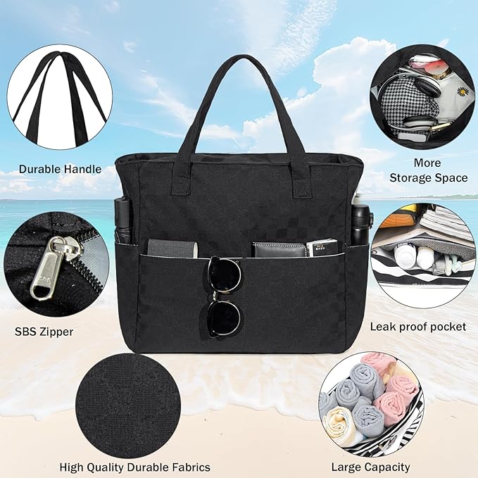 LEDAOU Beach Bag Waterproof Sandproof Women Tote Bag Pool Bag - Image 7