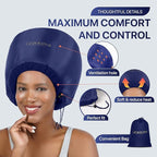 Granteva Hair Dryer Bonnet Attachment w/A Headband Integrated That Reduces Heat Around Ears & Neck - Blow Dryer Attachment for Hair Dryer, Speeds Up Drying Time
