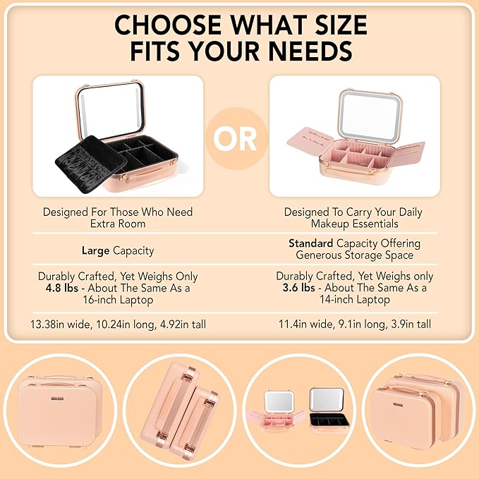 Lighted Makeup Case with Mirror - Image 2