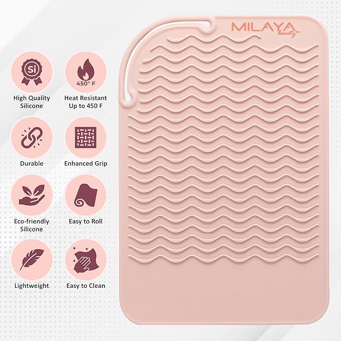 Vanity Accessories - Heat Resistant Mat – Silicone Flat Iron & Curling Iron Holder, Non-Slip Vanity Mat & Hot Tool Mat for Home, Salon, or Travel Use