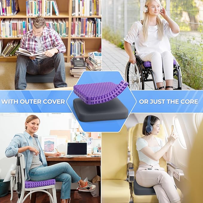 TushGuard Gel Seat Cushion for Long Sitting, Enlarged & Thickened Patent Design - Image 7