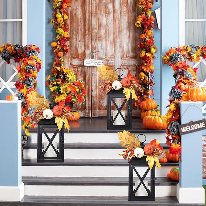 Fall Decor Lantern for Home, Large Decorative Lanterns Outdoor Waterproof 12" - Image 8