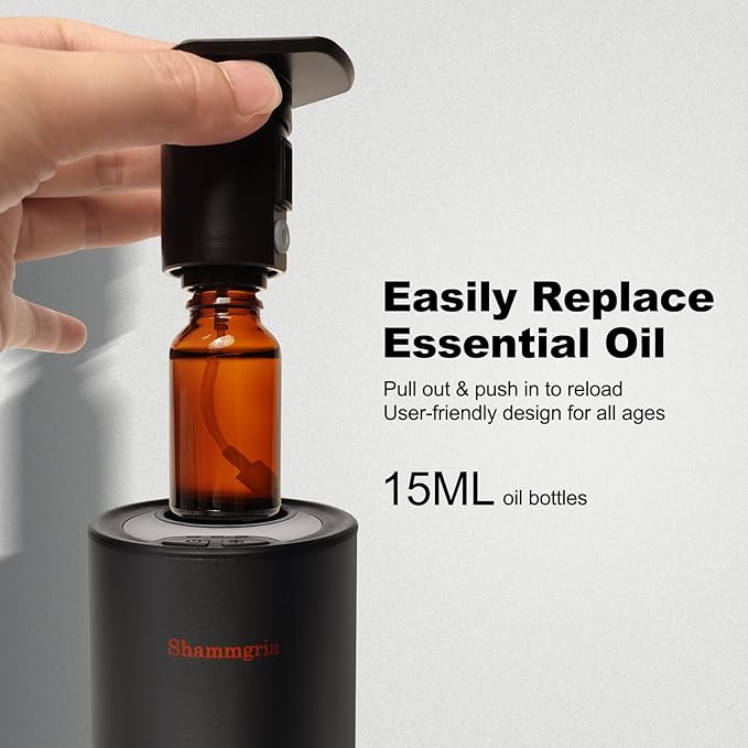 Air Oil Diffuser for Home Waterless Essential Oil Diffuser, Rechargeable USB Aromatherapy Scent Diffuser with LED Lights, Home Fragrance Diffuser for Room, Studio, Office, Bedroom-Black