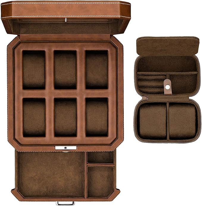 Gift Set 6 Slot Leather Watch Box by RothwellSanFrancisco