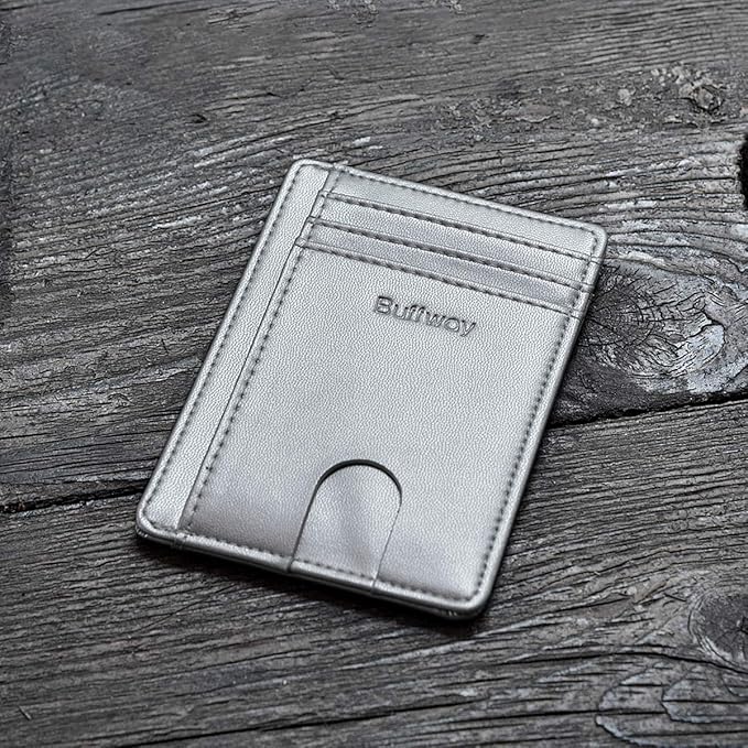 Buffway Slim Minimalist Front Pocket RFID Blocking Leather Wallets - Image 4