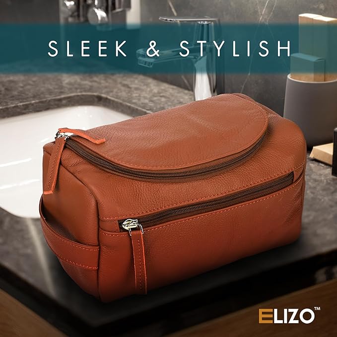 ELIZO Premium REAL Leather Toiletry Bag - Image 8