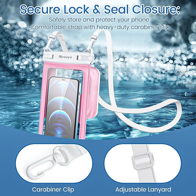 Niveaya [Floatable Floating Waterproof Phone Pouch 2 Pack-Up to 8.5", Large - Image 5