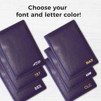Personalized Monogrammed Dark Purple Leather RFID Passport Wallet - Image 3