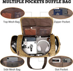 50L Duffle Bag for Men, Nomad Waxed Canvas Travel Duffel Bag Vintage Genuine - Image 4