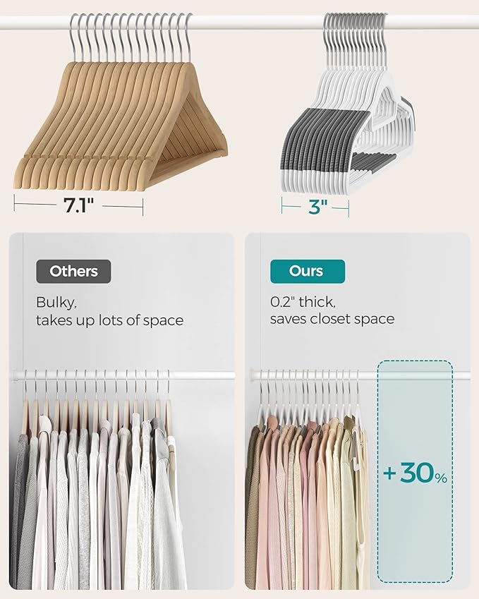 SONGMICS Pack of 50 Coat Hangers, Heavy-Duty Plastic Hangers, Clothes Hangers - Image 5