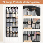 FENTEC 2 Pack Large Over The Door Shoe Organizer, 24 Pockets Mesh Hanging Shoe - Image 6