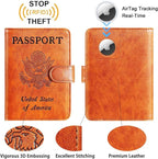 Airtag Passport Holder Cover Wallet RFID Blocking Leather Case Travel - Image 2