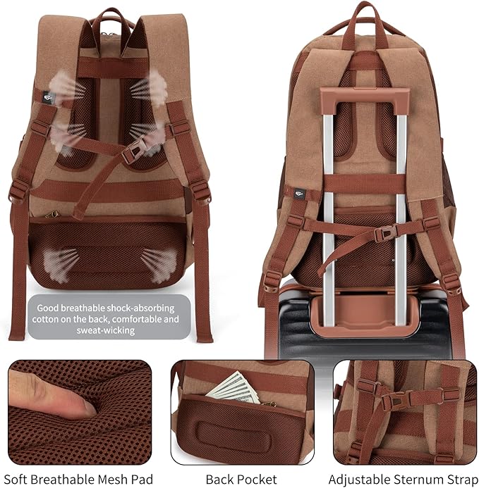 Tzowla Vintage Canvas Laptop Backpack - Image 5