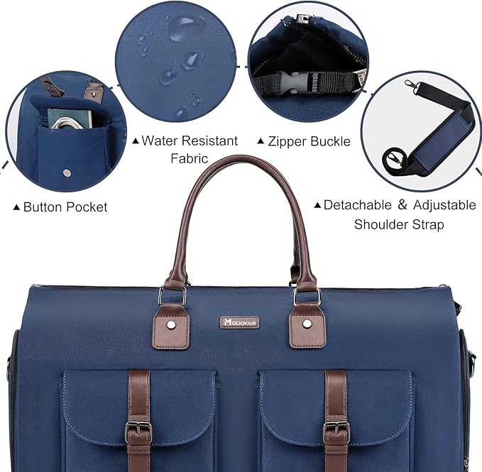 Modoker Garment Convertible Weekender Bag, Carry on Canvas Garment Duffle Bag - Image 7