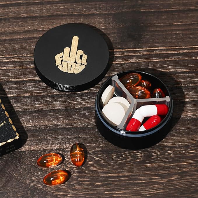 Small Pill Case 3 Compartments, Metal Round Portable Pill Box, Waterproof - Image 6
