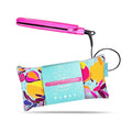 Almost Famous Tropico Getaway 0.5 inches Mini Tourmaline & Ceramic Hair Straightener Flat Iron with Stunning Travel Bag with Set Temperature, All Hairstyles (Waikiki)