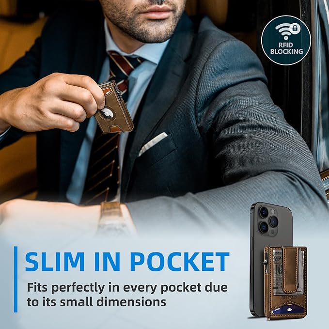 Airtag Wallet for Men, with Money Clip Gift Boxed, Slim Front Pocket Wallet - Image 7