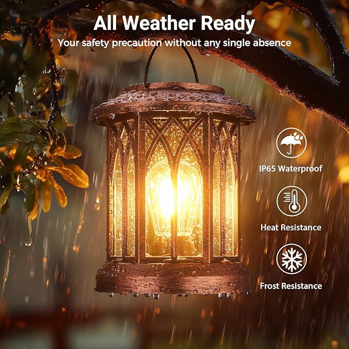 WdtPro Solar Lanterns Outdoor Hanging 4 Pack, Upgraded Bright Solar Lantern - Image 2