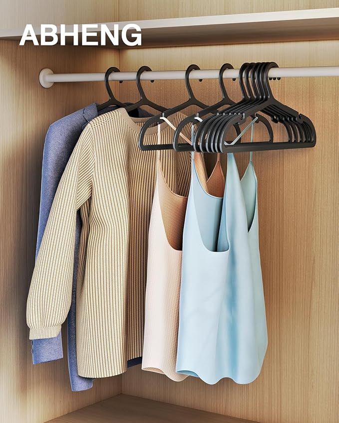 30 Pack Clothes Hangers, Non Slip Plastic Coat Hangers, Space Saving Hangers - Image 2