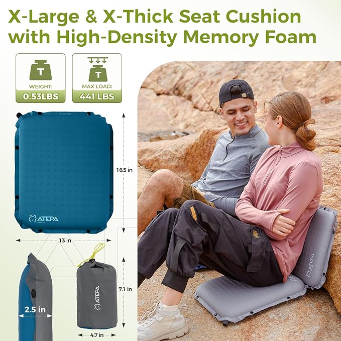 ATEPA Inflatable Stadium Seat Cushion, Self-Inflating Memory Foam Stadium Seats - Image 3