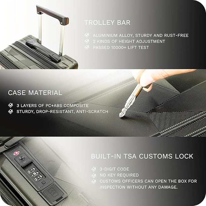 20 inch Carry On Luggage Expandable Top Opening/Clamshell Opening, TSA Approved - Image 4