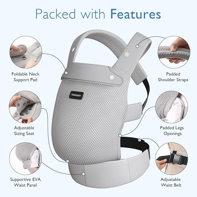 Momcozy Breathable Mesh Baby Carrier, Ergonomic and Lightweight Infant Carrier - Image 5
