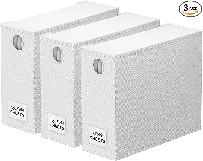SpaceAid 3 Pack Bed Sheet Organizers and Storage, Foldable Sheet Organizer by SpaceAid