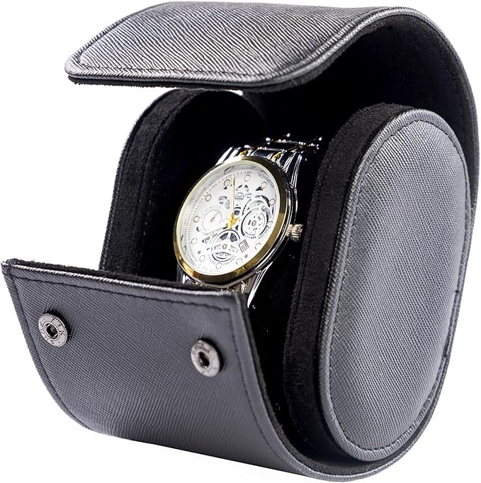 MR.OKAY Single Watch Travel Case-Classic Leather Watch Case by MR.OKAY