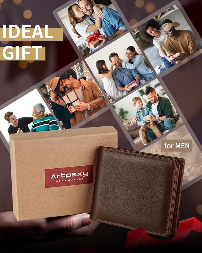 Mens Wallet Genuine Leather Bifold RFID Blocking Wallet - Image 6