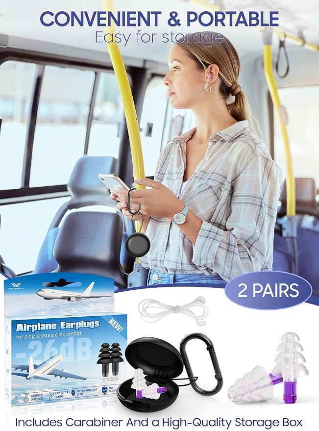 Ear Plugs for Airplane Pressure Relief, 2 Pairs Adults Soft Silicone Reusable - Image 6
