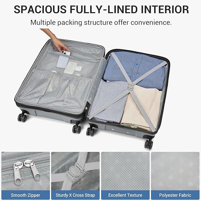 Kono 20 Inch Expandable Carry On Luggage - Image 7