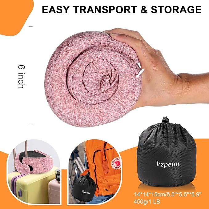 Travel Pillow - Hooded Neck Pillow Airplane Memory Foam Filling - Image 6