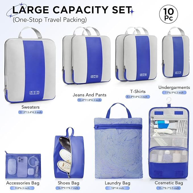 10 Set Compression Packing Cubes - Image 2