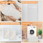 4 Piece White Small, Durable Organic Cotton Mesh Laundry Bag - Image 6