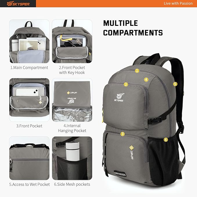 SKYSPER Lightweight Packable Backpack - 30L Hiking Daypack - Image 3