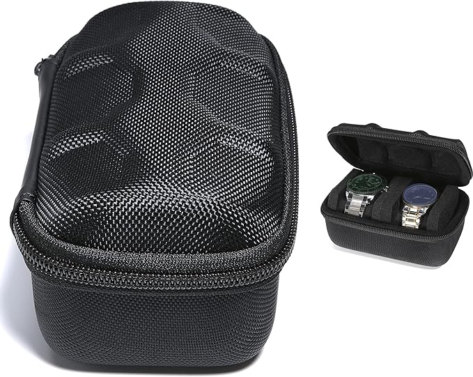 Hard Compact Watch Roll travel case, 2 Slots Portable holder and Organizer - Image 6