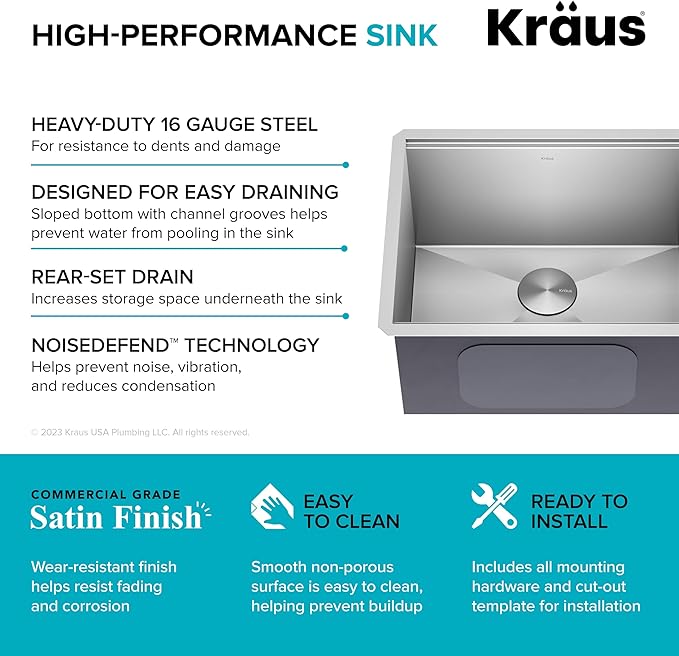 KRAUS Kore 23-Inch Undermount Workstation Single Bowl 16 Gauge Deep Laundry - Image 11