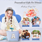 YOOLIFE Personalized Gifts for Women, Initial Make Up Bag Cosmetic Bag Makeup - Image 3
