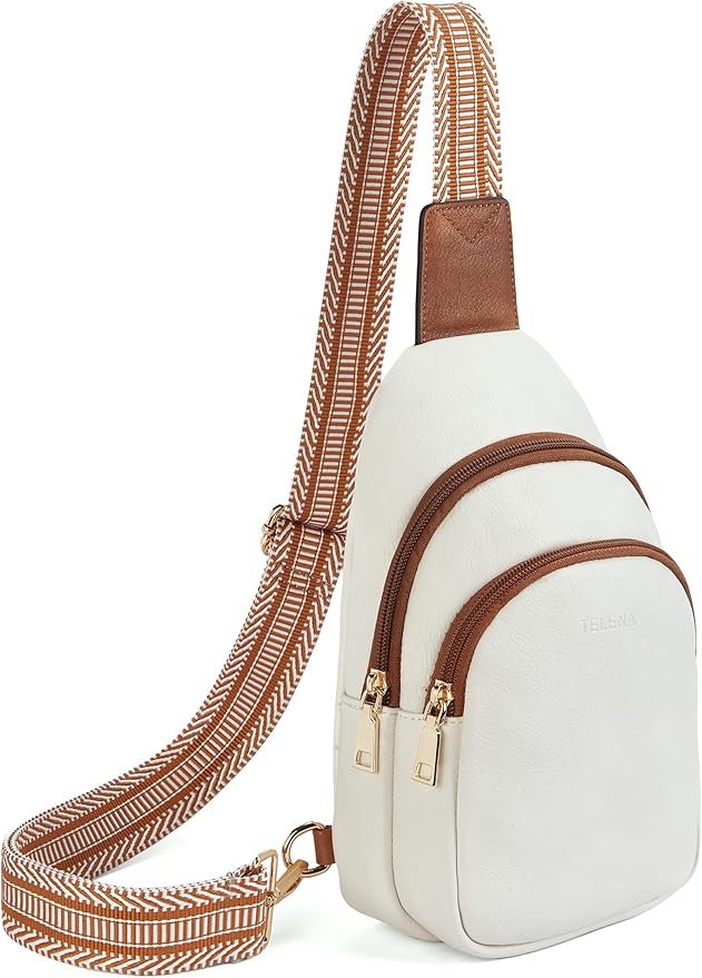 Telena Small Sling Bag for Women Leather Crossbody Fanny Packs Chest Bag for by Telena