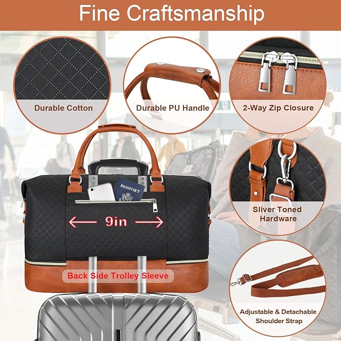 Weekender Bag for Women, Travel Duffel Bag Carry On Overnight Bag - Image 5