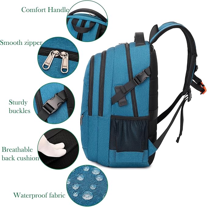 FENGDONG 17.3 inch Large Laptop Backpack Durable Waterproof Travel College - Image 4